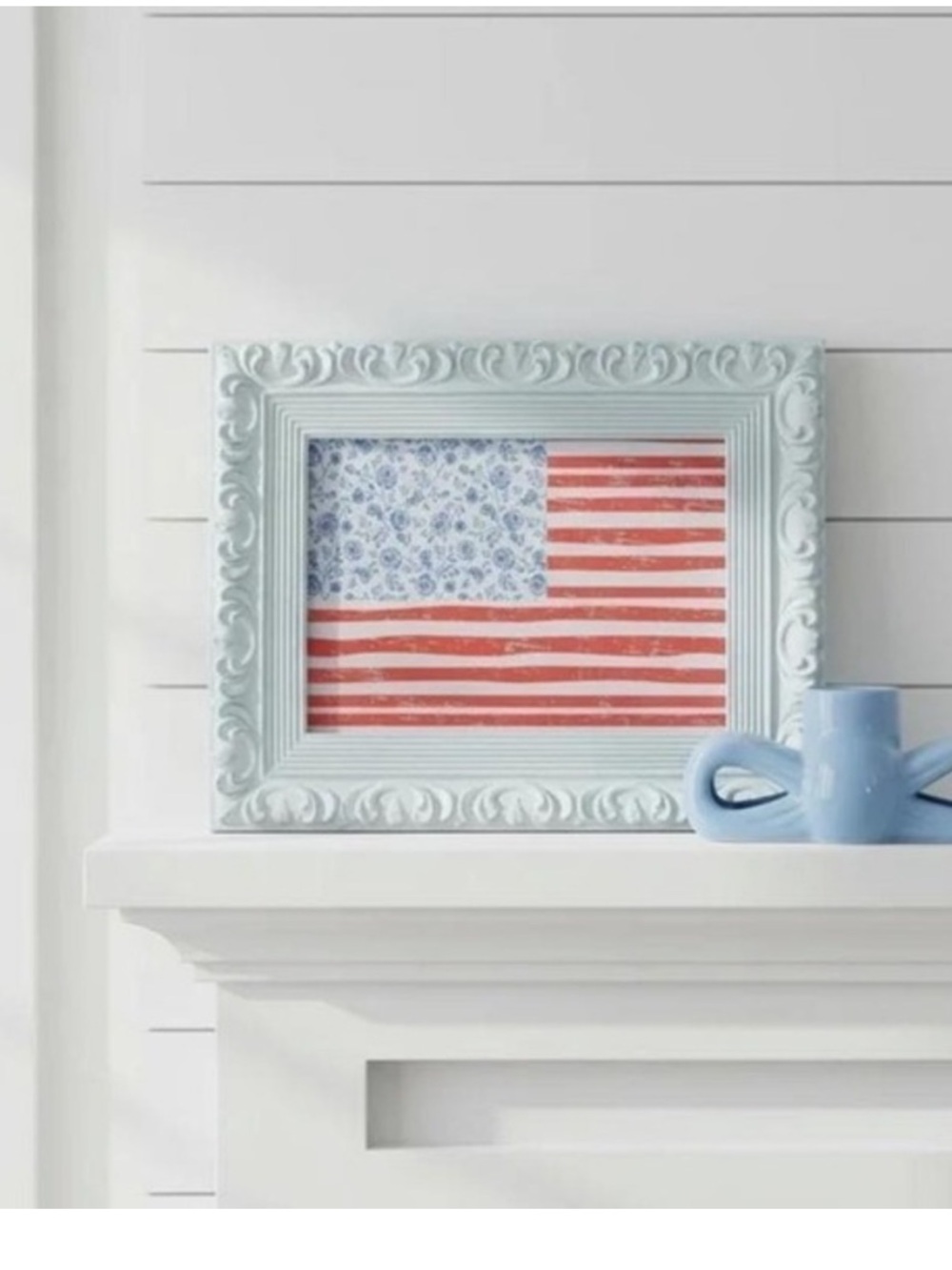 Texas House Floral Flag Hanging Sign, Red/White/Blue, 10"× 8"